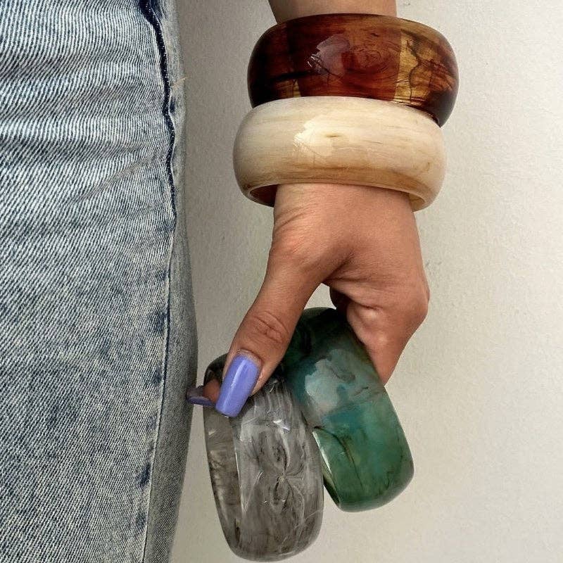 Round Wide Acrylic Layered Bracelets