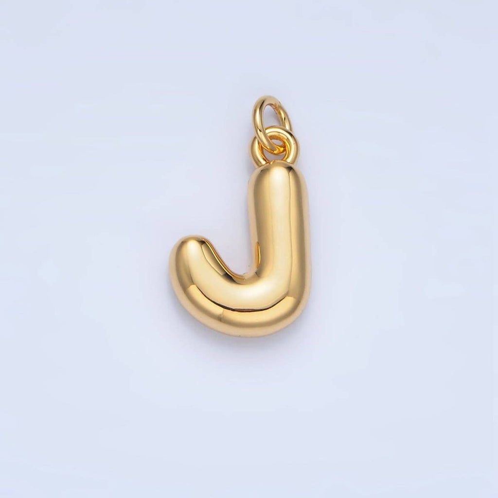 24K Gold Filled 17mm Initial Letter Chubby Balloon Charm | A1513 - A1525