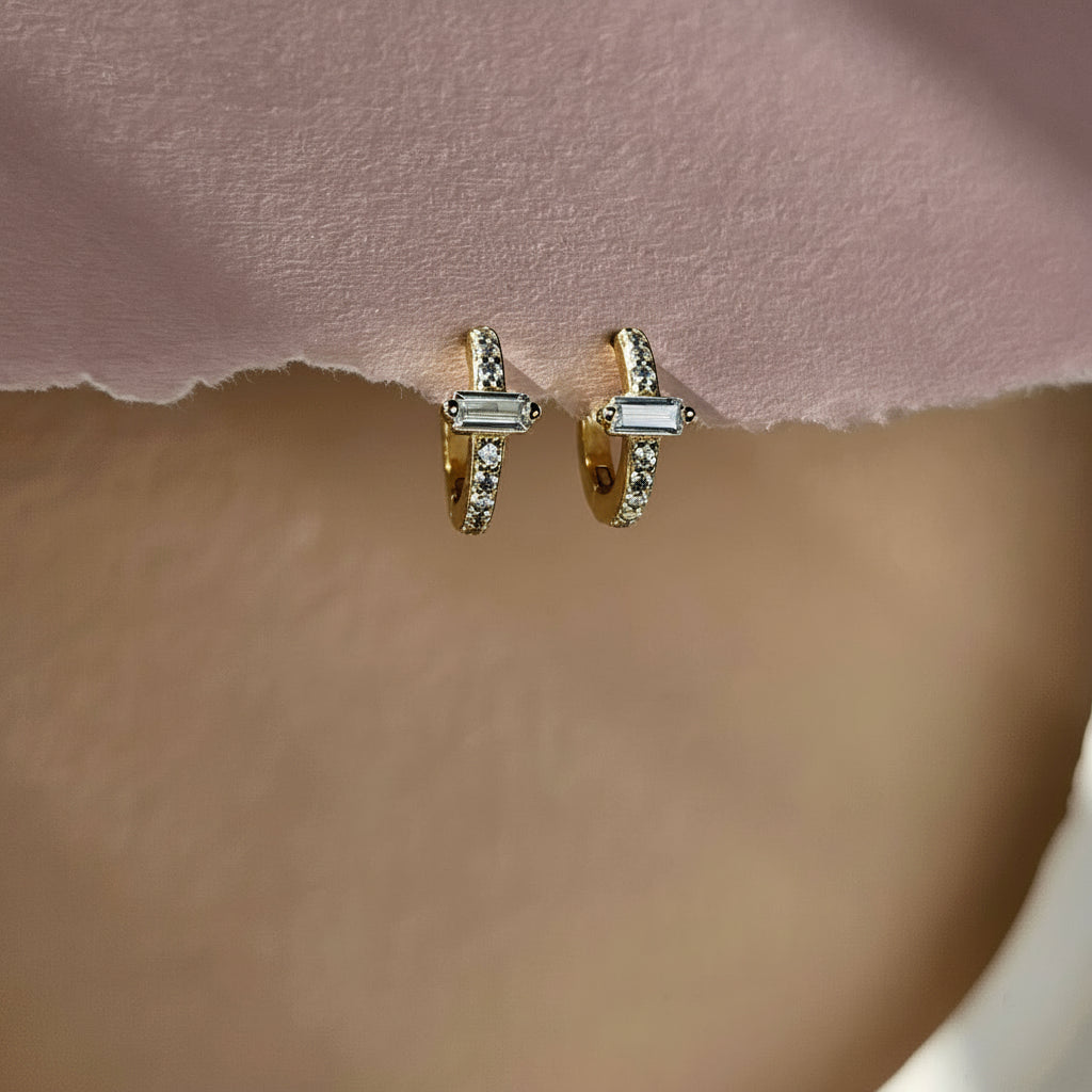 BAGUETTE HUGGIE EARRINGS