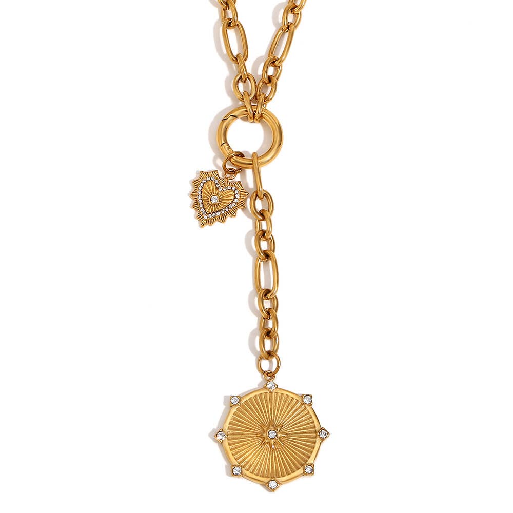 Radiant Sunburst Lariat Charm Necklace