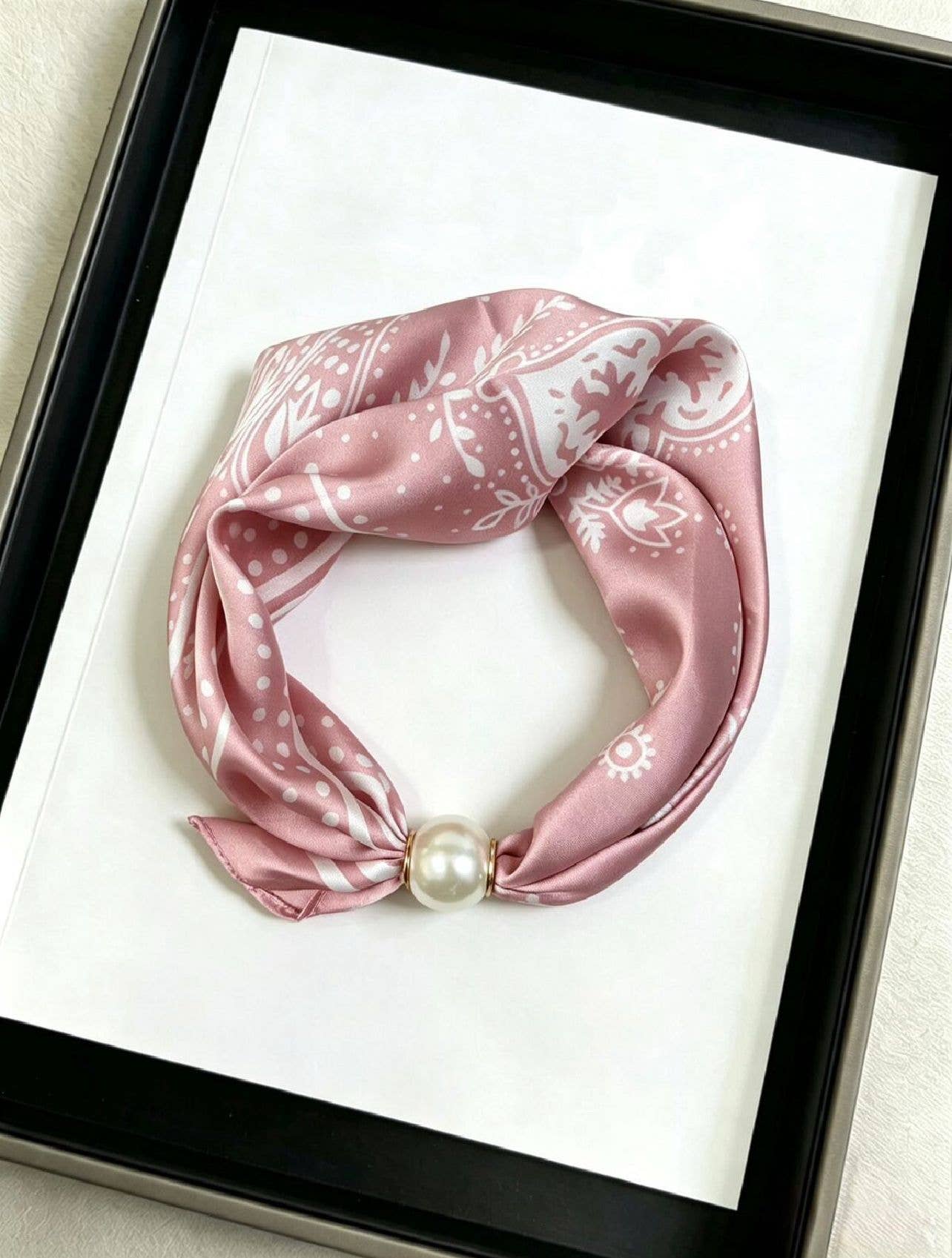 Rose Bandana Scarf with Pearl