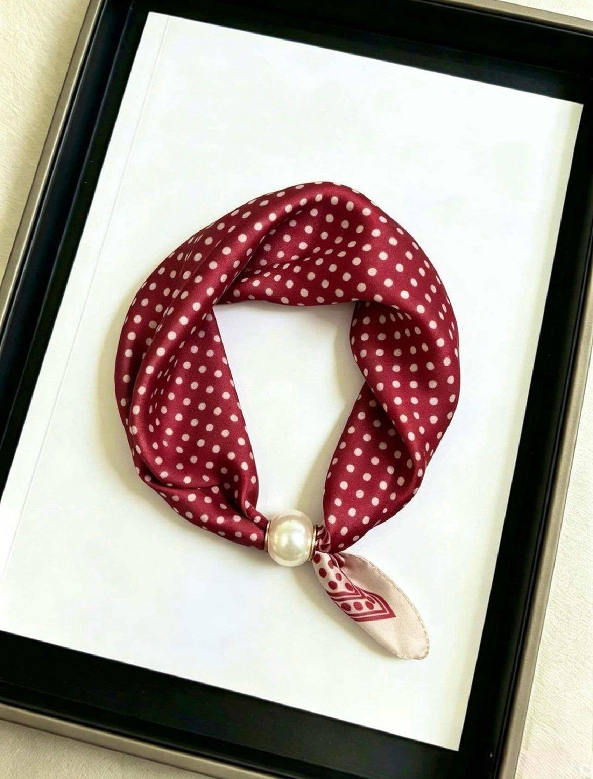 Small Polka Dot Scarf with Pearl