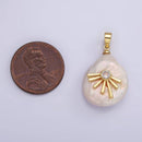 14K Gold Filled Clear CZ Celestial Sun Ray Keshi Freshwater Pearl Pendant