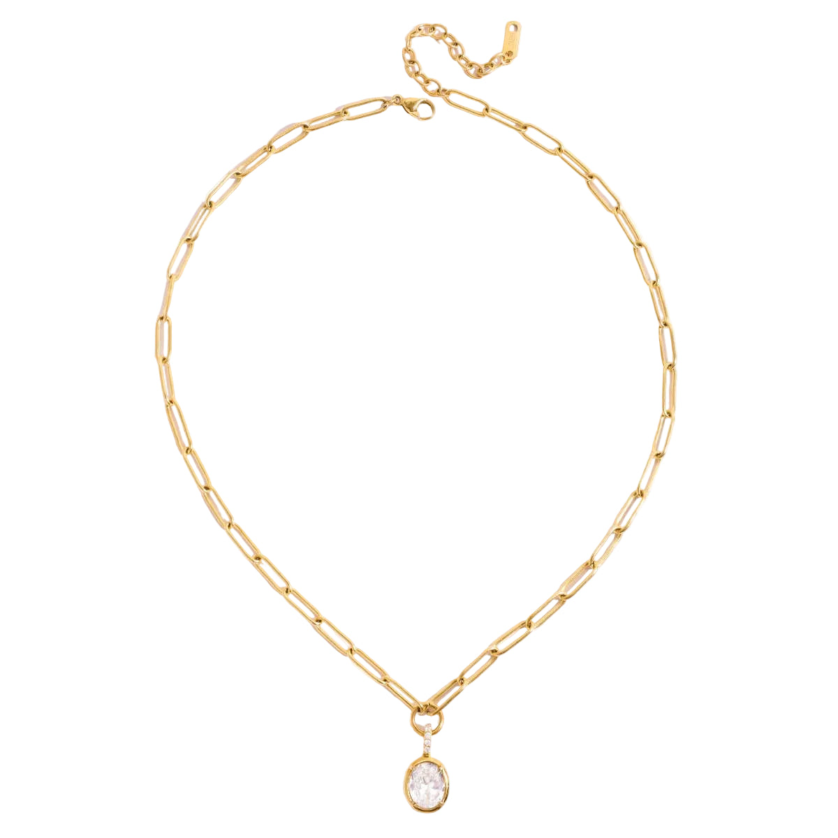 Oval Bezeled Pendant Necklace - Waterproof