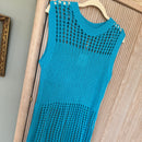Sleeveless Knit Cover Up in Turquoise