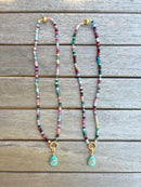 Multicolored Mini Beaded Charm Necklace