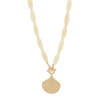 Sea Shell & Oval Jewel Necklace