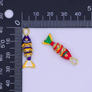 24K Gold Filled Red, Blue Enamel Fish 3D Multidimensional Charm