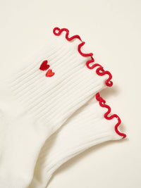 Heart Duo Ruffle Pilates Socks
