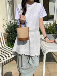 Straw Bucket Crossbody Bag