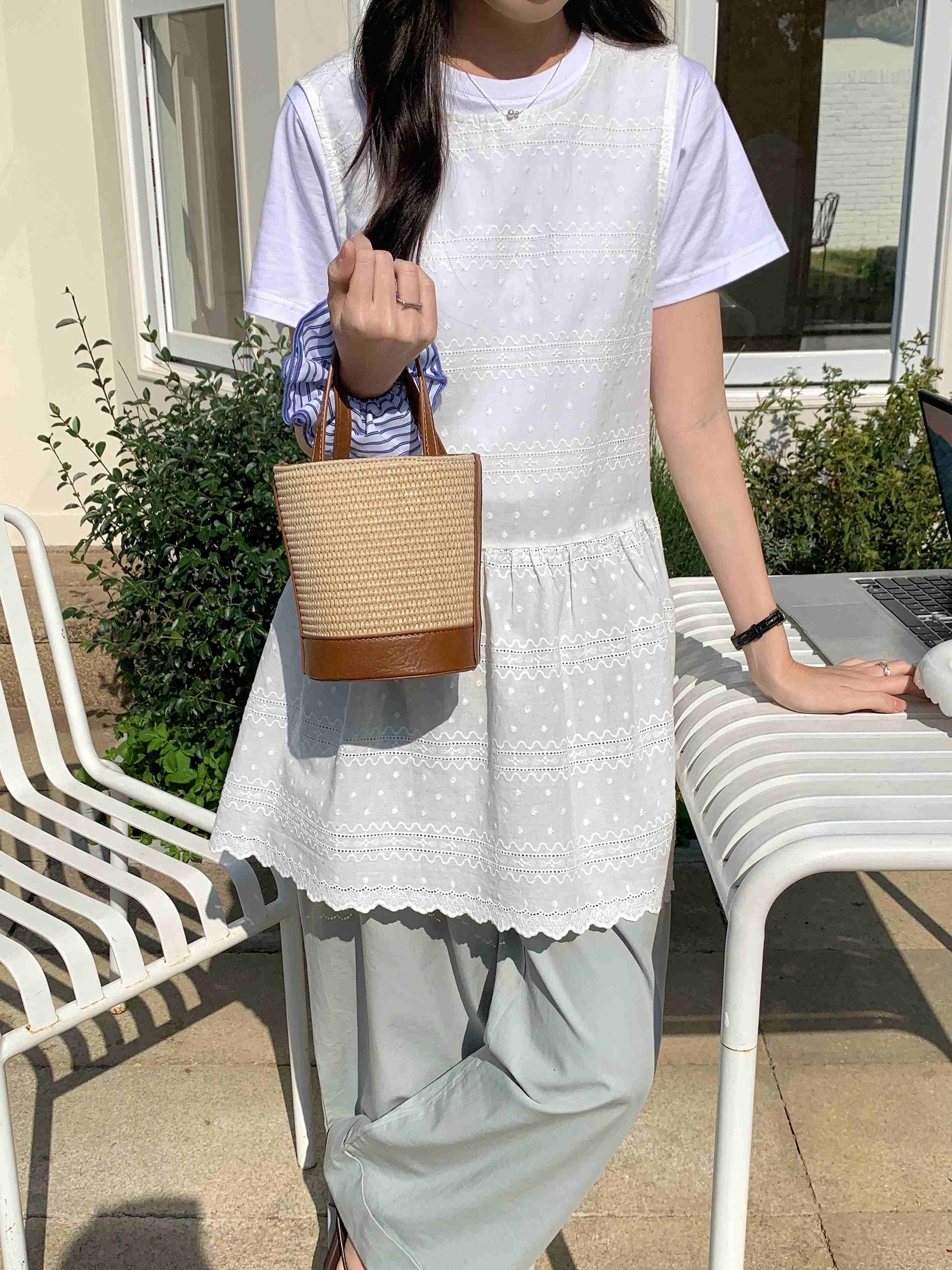 Straw Bucket Crossbody Bag