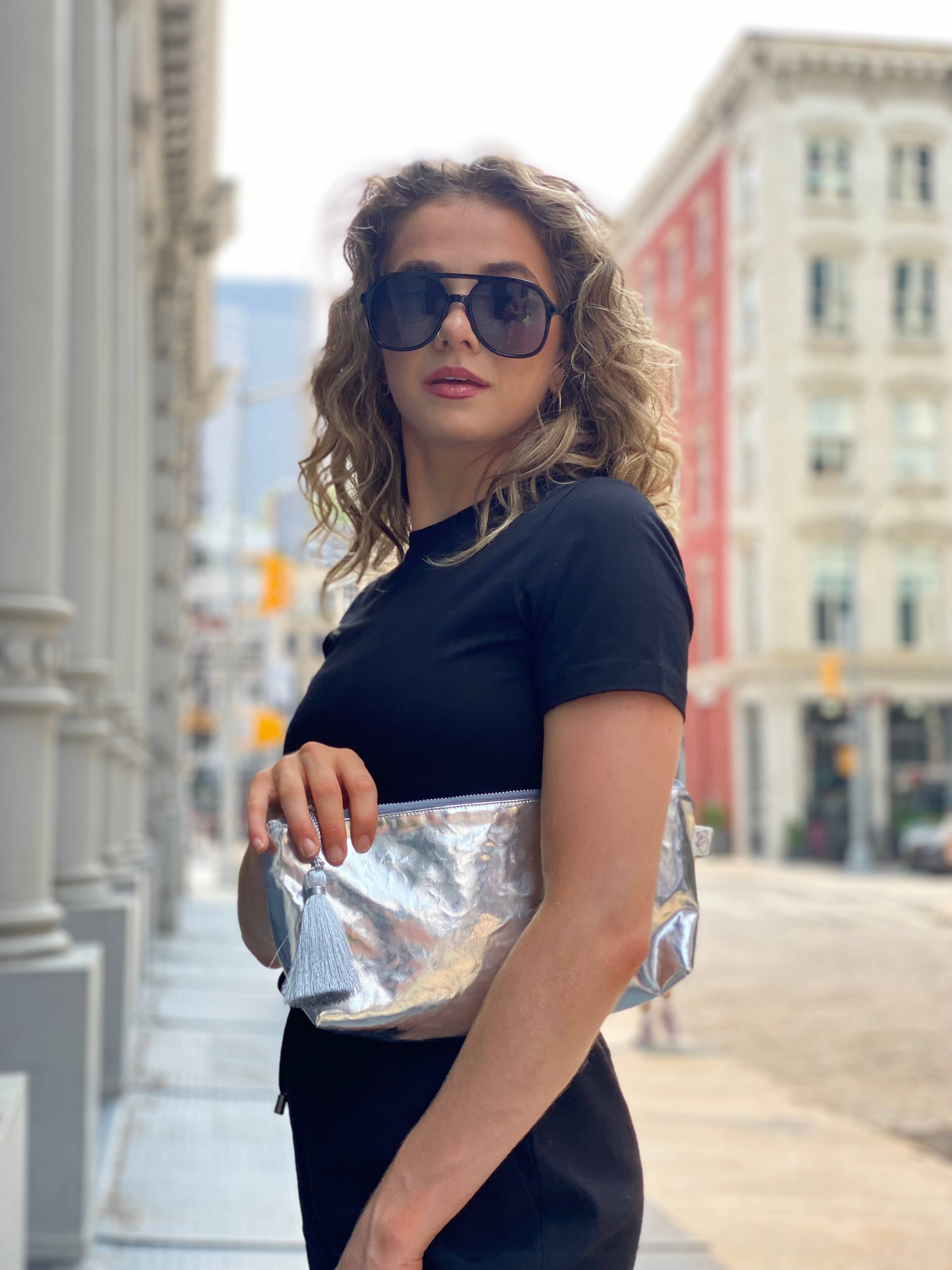 Silver Metallic Clutch