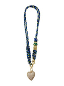Johnny Dark Blue Rope Necklace with CZ Heart Charm