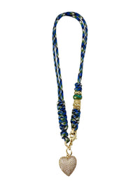Johnny Dark Blue Rope Necklace with CZ Heart Charm