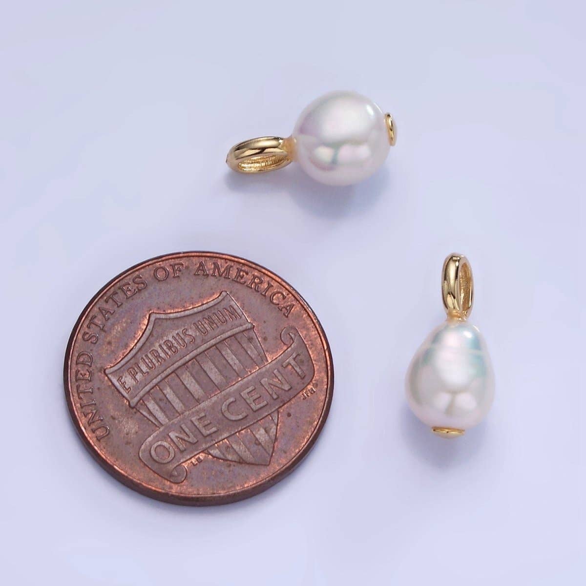 14K Gold Filled 14mm Ringed Freshwater Pearl Drop Pendant