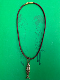 Leather Cord with Gold Fish Charm