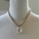 Clear Stone Pendant Rope Choker Necklace - Bijou Exclusive