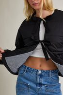 Puffer Jacket with Ribbon Tie on the Front