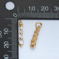 24K Gold Filled 18mm Clear CZ Linear Drop Charm