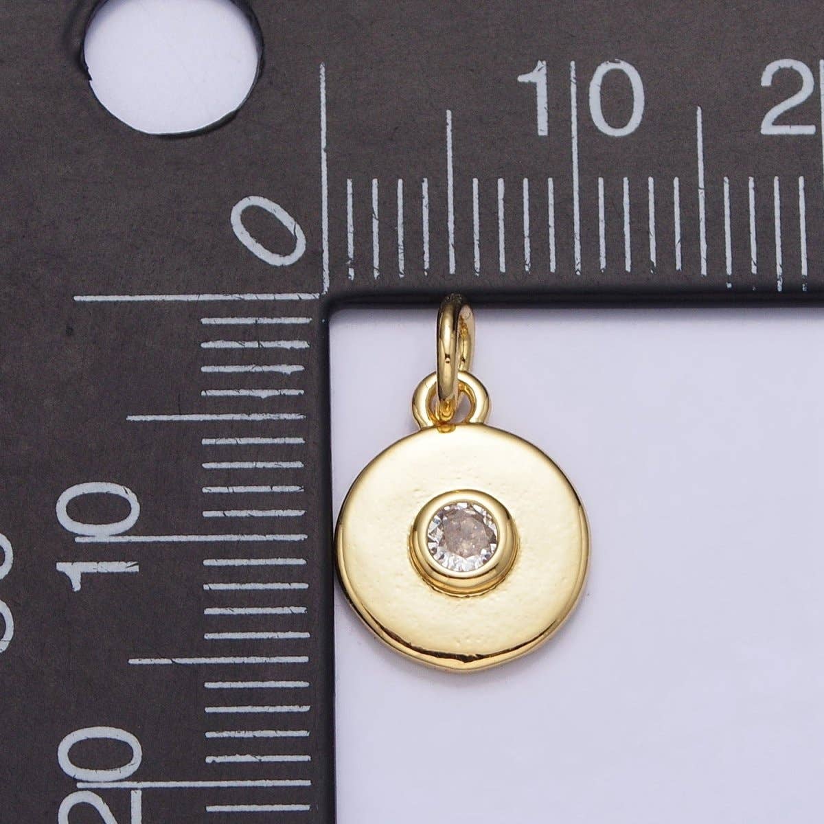 24K Gold Filled Clear CZ Gold 10mm Charm