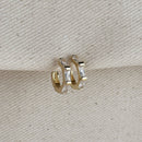 18k Gold Filled Colored Baguette CZ Clicker Hoop Earrings