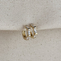 18k Gold Filled Colored Baguette CZ Clicker Hoop Earrings