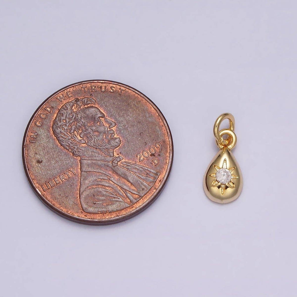16K Gold Filled Mini Celestial North Star Clear CZ Teardrop Add-On Charm | AC-1167