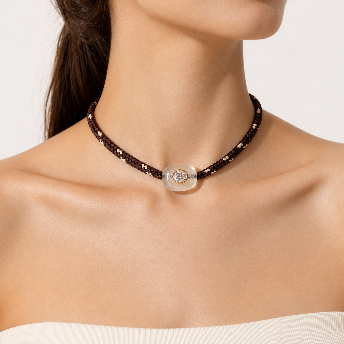 Cocoa Crystal Paracord Necklace