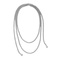 Audrey Lariat Rope Tassel Ball Chain Wrap Steel Necklace