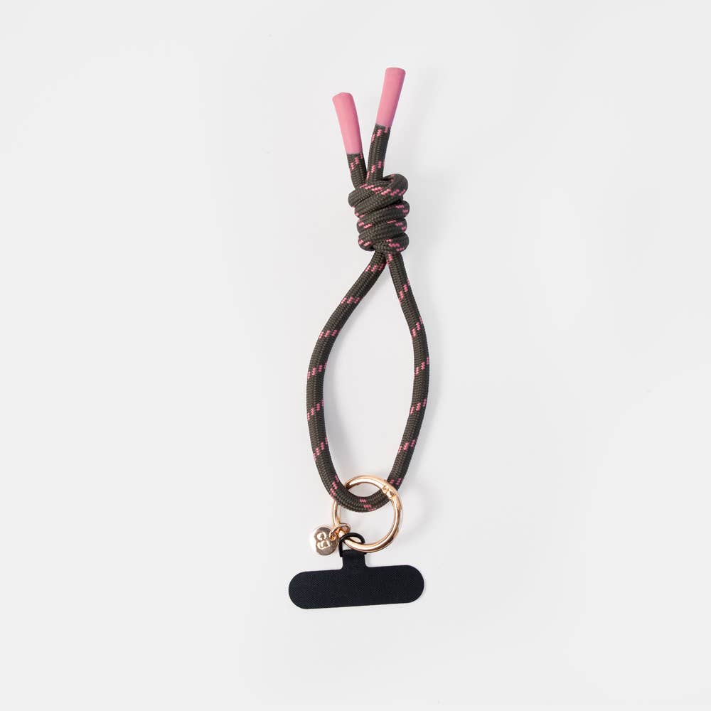 Khaki/Pink Wristlet Phone Strap