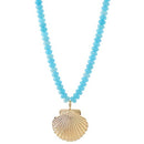 Metal Shell Charm Necklace in Turquoise