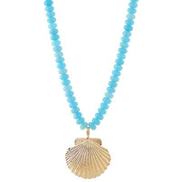 Metal Shell Charm Necklace in Turquoise
