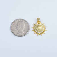 Gold Filled Sun Charm Pendant - CZ Micro Pave
