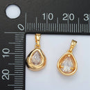24K Gold Filled Clear CZ Teardrop Hammered Bezel Pendant
