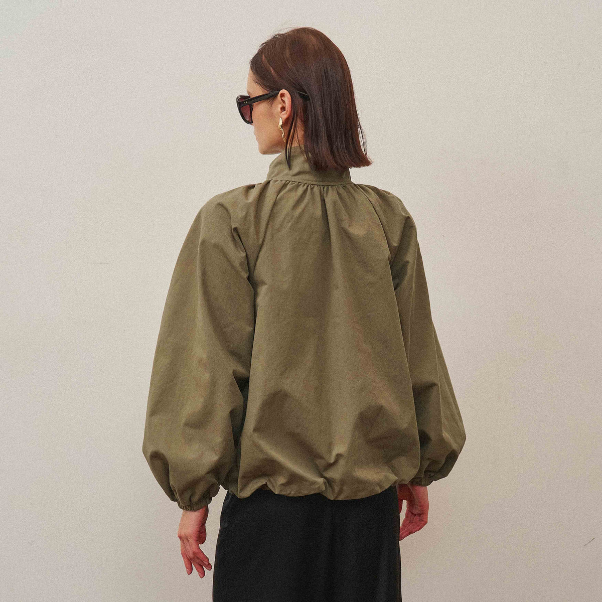 High Neck Gathered Jacket