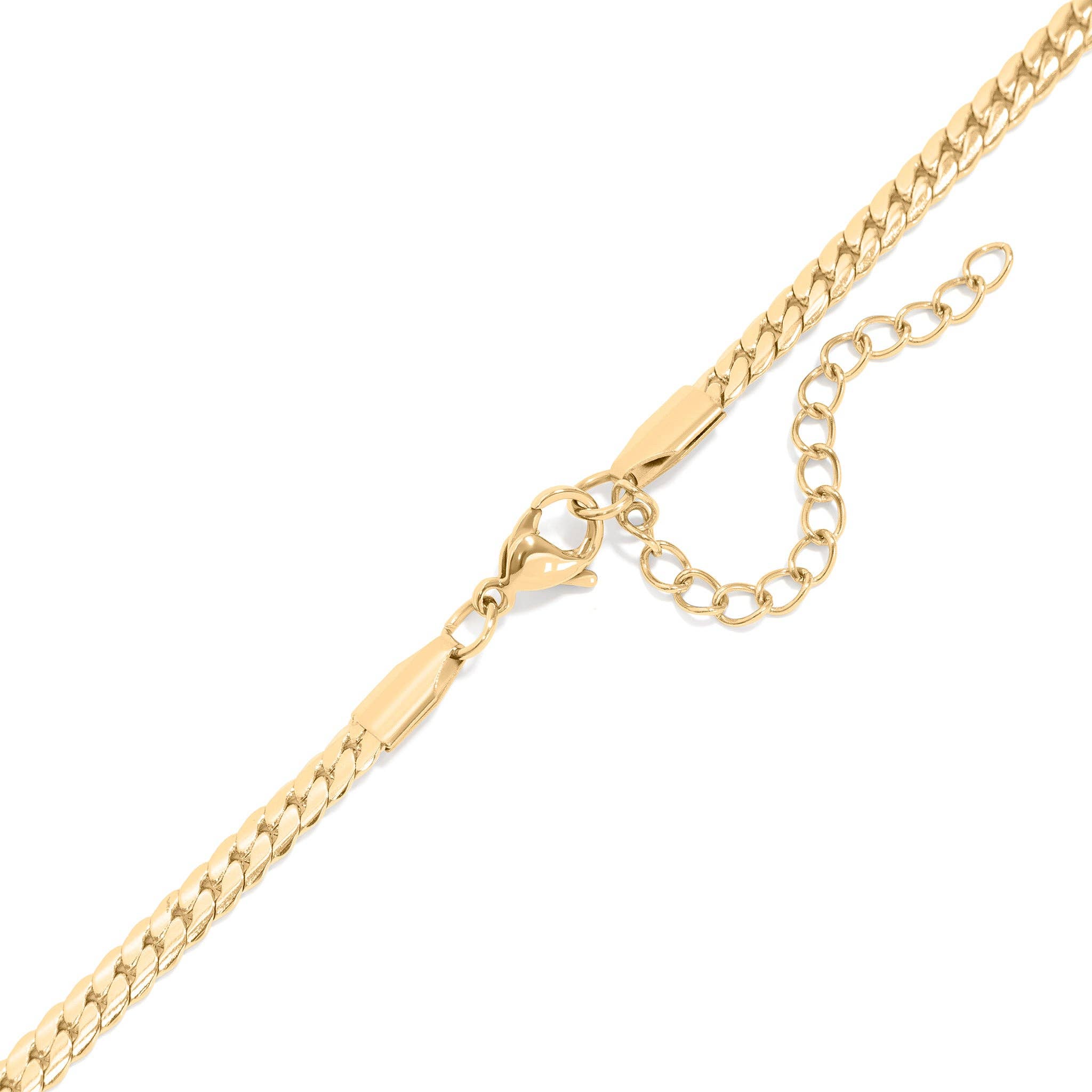 18K Gold Stainless Steel Curb Charm Necklace