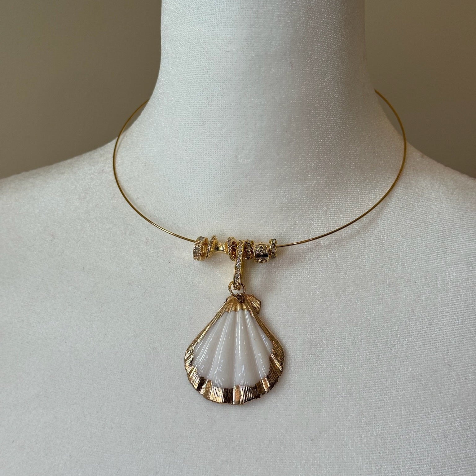 White Shell Gold Charm Necklace- Bijou Exclusive