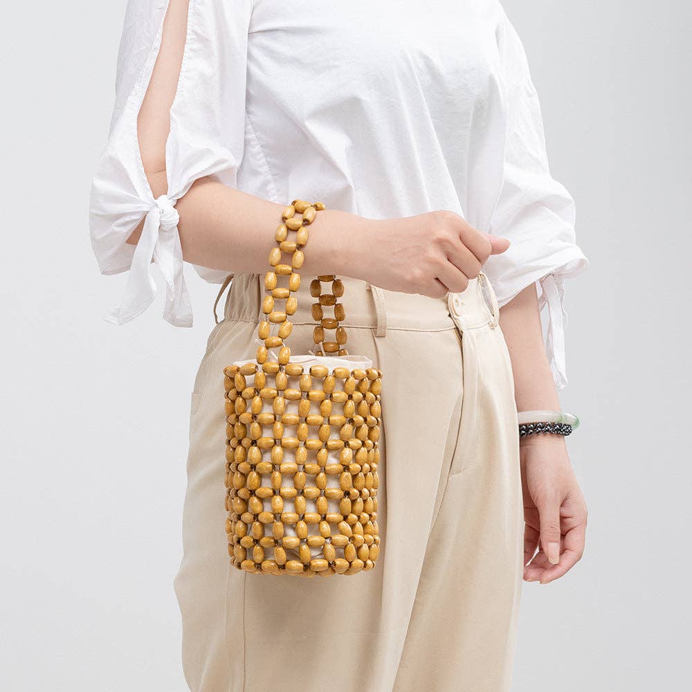 Wooden Bead Bucket Handmade Bags DPFB0613
