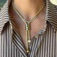 Mesh Y Necklace in Gold