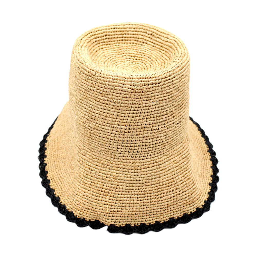 Crochet Bucket Straw Hats W/ Colored Lace Weave Edge (More colors!)