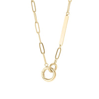 18K Gold PVD Engravable Paperclip Charm Necklace