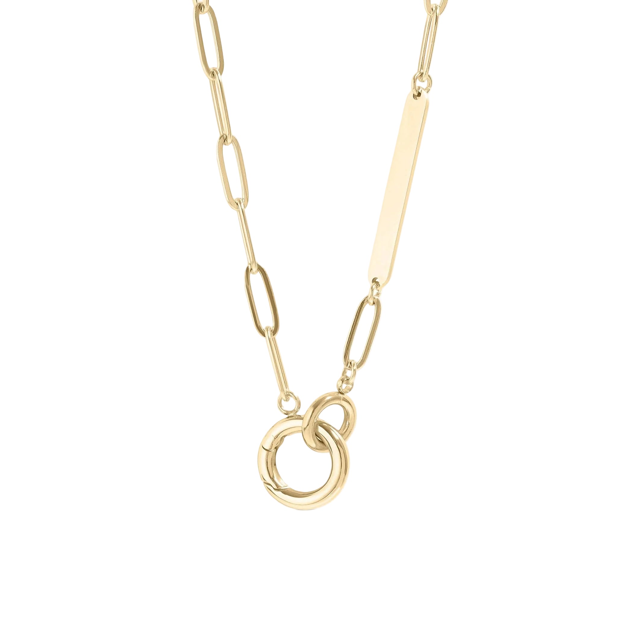 18K Gold PVD Engravable Paperclip Charm Necklace
