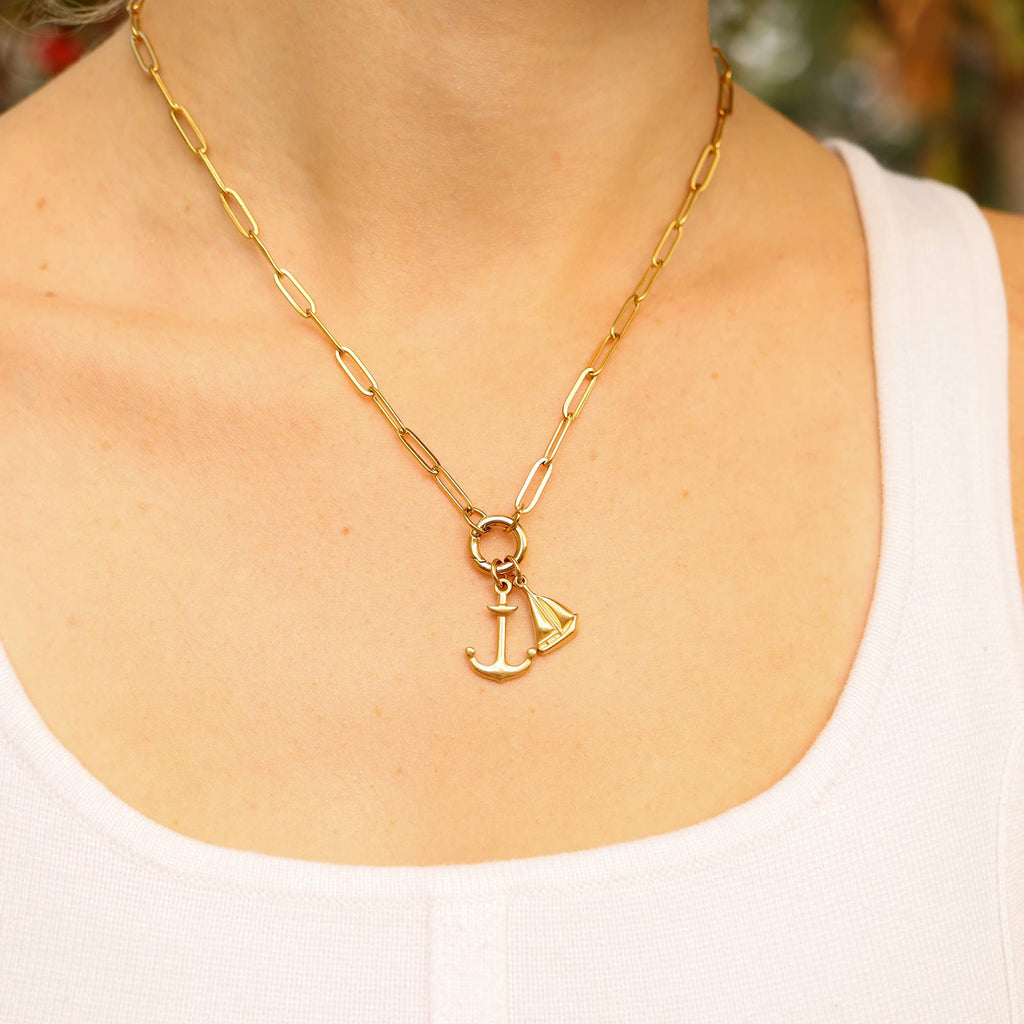 Stainless Steel Paperclip Charm Keeper Necklace