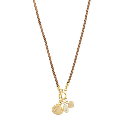 Pearl & Shell Charm Silk Rope Necklace