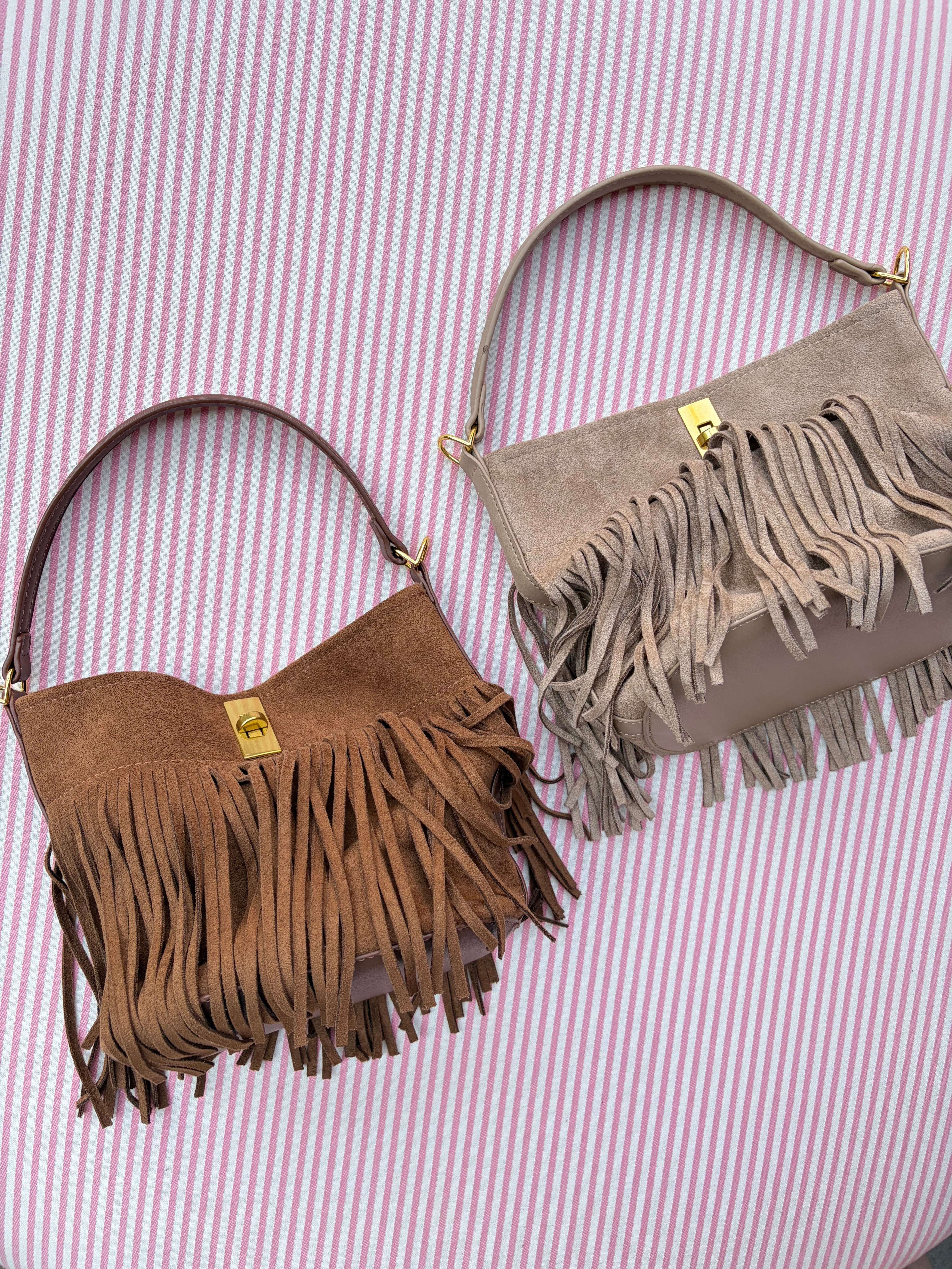 Faux Suede Fringe Handbag