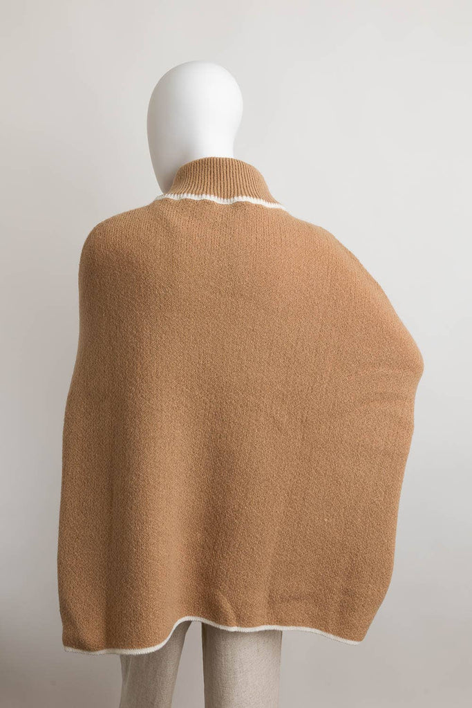 Cozy Turtle Neck Poncho With Arm Holes