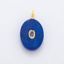 18K Gold Filled 26mm Natural Stone Pendant Oval Gemstone Charm