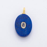 18K Gold Filled 26mm Natural Stone Pendant Oval Gemstone Charm