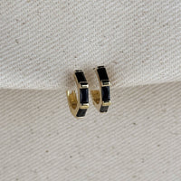 18k Gold Filled Colored Baguette CZ Clicker Hoop Earrings