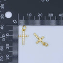 24K Gold Filled Micro Paved CZ Cross Mini Charm